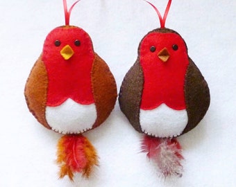 Robin Red Breast PDF Sewing Pattern, Christmas Ornament, Tree Decoration, Felt Crafts, Instant Download, Easy to Sew