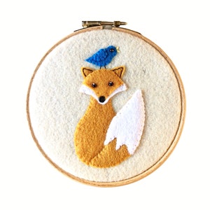 Fox Felt Appliqué PDF Sewing Pattern - Embroidery Hoop Art - Instant Download - Easy to Sew