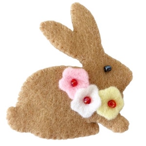 Bunny Brooch Pin PDF Sewing Pattern, Felt Crafts, Instant Download, Easy to Sew image 2