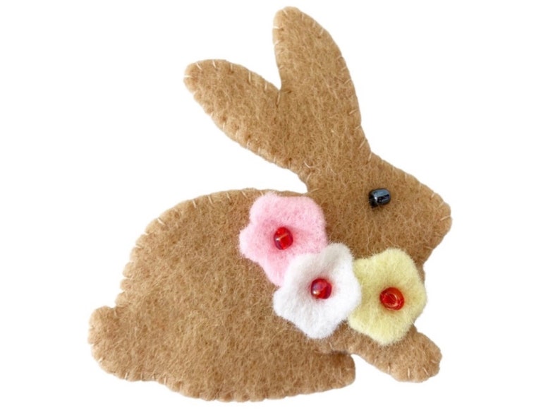 Bunny Brooch Pin PDF Sewing Pattern, Felt Crafts, Instant Download, Easy to Sew image 2