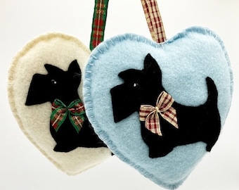 Scottie Dog Heart Ornament PDF Sewing Pattern - Felt Crafts - Easy to Sew