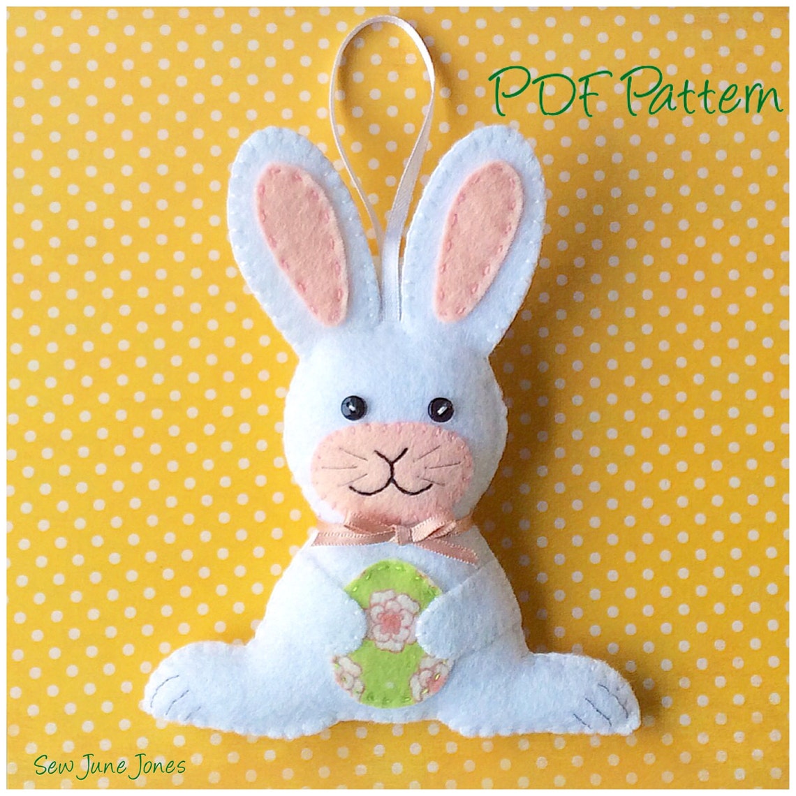 Felt Bunny Ornament PDF Sewing Pattern Instant Download | Etsy