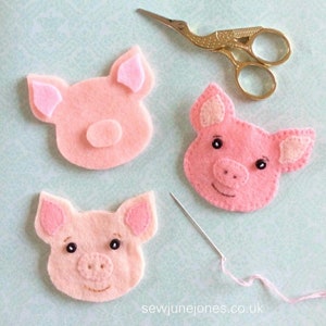 Pig PDF Sewing Pattern, DIY Keyring and Brooch, Felt Crafts, Instant Download, Easy to Sew image 2