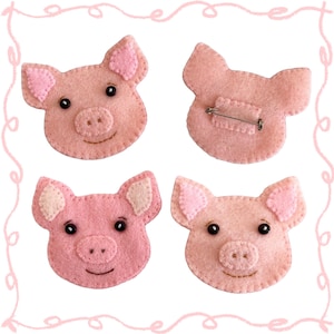 Pig PDF Sewing Pattern, DIY Keyring and Brooch, Felt Crafts, Instant Download, Easy to Sew image 1