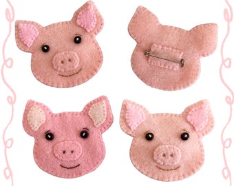 Pig PDF Sewing Pattern, DIY Keyring and Brooch, Felt Crafts, Instant Download, Easy to Sew