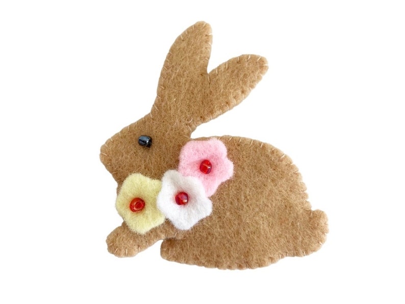 Bunny Brooch Pin PDF Sewing Pattern, Felt Crafts, Instant Download, Easy to Sew image 8