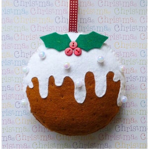 Christmas Pudding PDF Sewing Pattern, Christmas Decoration, Felt Crafts, Instant Download, Easy to Sew image 3