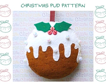 Christmas Pudding PDF Sewing Pattern, Christmas Decoration, Felt Crafts, Instant Download, Easy to Sew