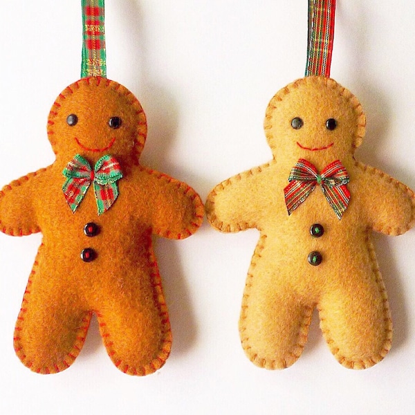 Gingerbread Man PDF Sewing Pattern - Ornement de Noël - Décoration d’arbre - Artisanat en feutre - Téléchargement instantané - Facile à coudre