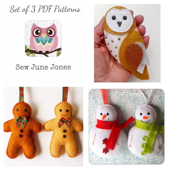 iThinksew - Patterns and More - Christmas ornaments, pdf pattern, sewing  tutorial, diy plushies, felt, 8 patterns bundle