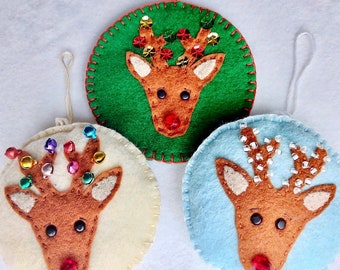 Reindeer PDF Sewing Pattern, Christmas Ornament, Tree Decoration, Felt Crafts, Instant Download, Easy to Sew