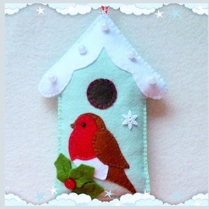 Felt Robin and Bird House PDF Sewing Pattern - Instant Download - Easy to Sew