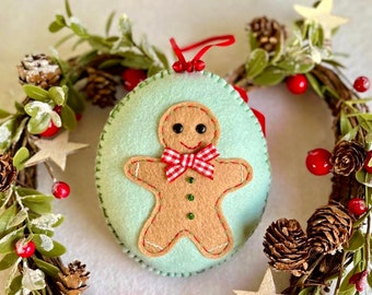 Gingerbread Man Ornament PDF Sewing Pattern - Appliqué - Christmas Ornament - Tree Decoration - Felt Crafts - Instant Download - Easy to Sew