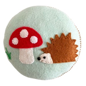 Hedgehog and Toadstool Pincushion Felt Appliqué PDF Sewing Pattern