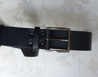 LEATHER Belt Wide 4cm, Black, Mixed, Beautiful Full Grain Quality handmade Artisan d'Art made in France