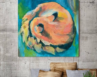 Fox Canvas Art, Canvas Print, Fox Art, Foxes, Orange, Blue, Fox Painting, Kid Room, Animal Art, Animal Painting, Gift for Him, Housewarming