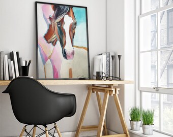 Horse Art, Oasis, Horse Print, Art Print, Equine Art, Southwestern, Horse, Horses, Equestrian, Dressage, Show Jumping, Western, Pastel