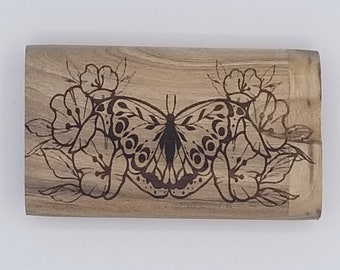 Butterfly and flower walnut dugout one hitter