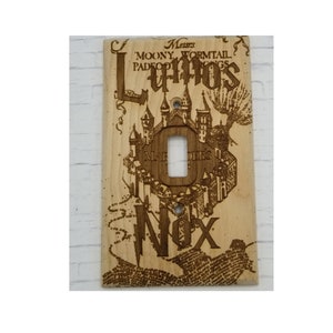 Lumos and nox light switch cover wood