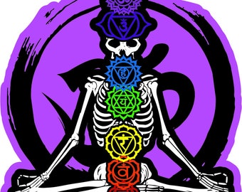 Om Chakra skeleton yoga sticker