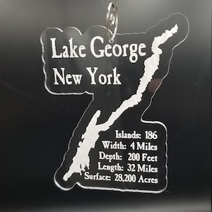Lake george laser engraved clear acrylic christmas ornament