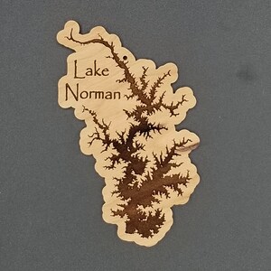 Lake norman laser engraved cherry wood christmas ornament
