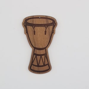 Djembe laser engraved cherry wood christmas ornament