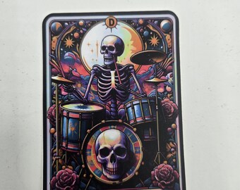 Drummer tarot, the drummer skeleton sticker