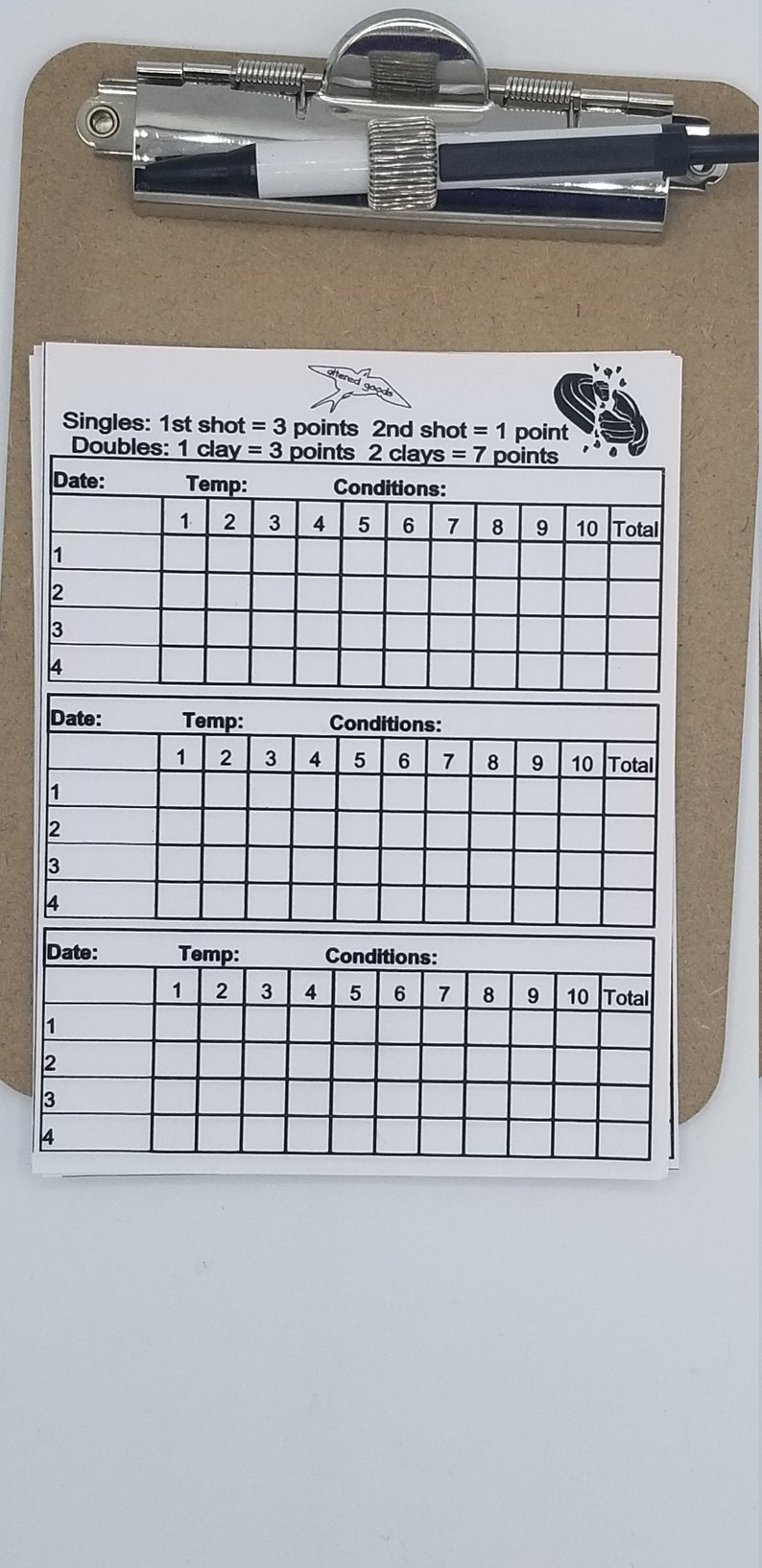 Nothin But Dust Clay Pigeon Shooting Score Card And Clipboard Etsy