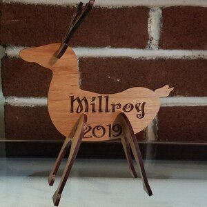 3d wooden reindeer statue with name custom