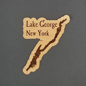 Lake george laser engraved cherry wood christmas ornament