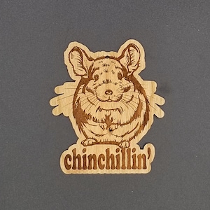 Chinchillin chinchilla hardwood engraved ornament