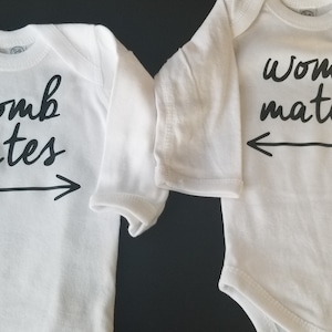 Womb mates twin onesies