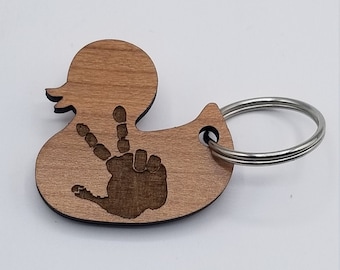 Duck wave cherry wood keychain