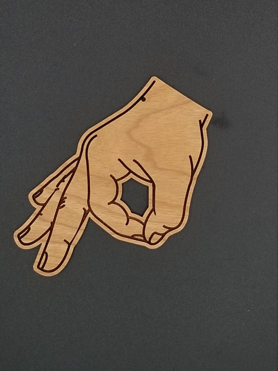 Ok Sign Language Hand - Cedar Ornament Ok Sign Language Hand - Cedar Ornament