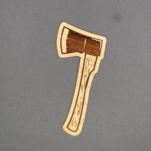 Axe throwing cherry hardwood magnet