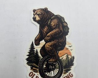 Unicycle bear sticker