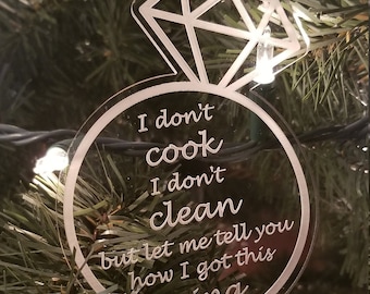 I don't cook I don't clean diamond ring ornament