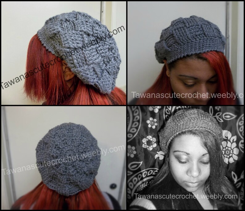 Pattern: Basket Weave Beret Women's Crochet Pattern image 1