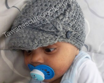 Pattern: Newsboy Cabled Cap (Newborn-Adult) - Crochet Pattern