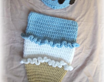 Ice Cream Cone Photo Prop - Handmade Crochet For Babies - Crochet Photo Prop For Newborns