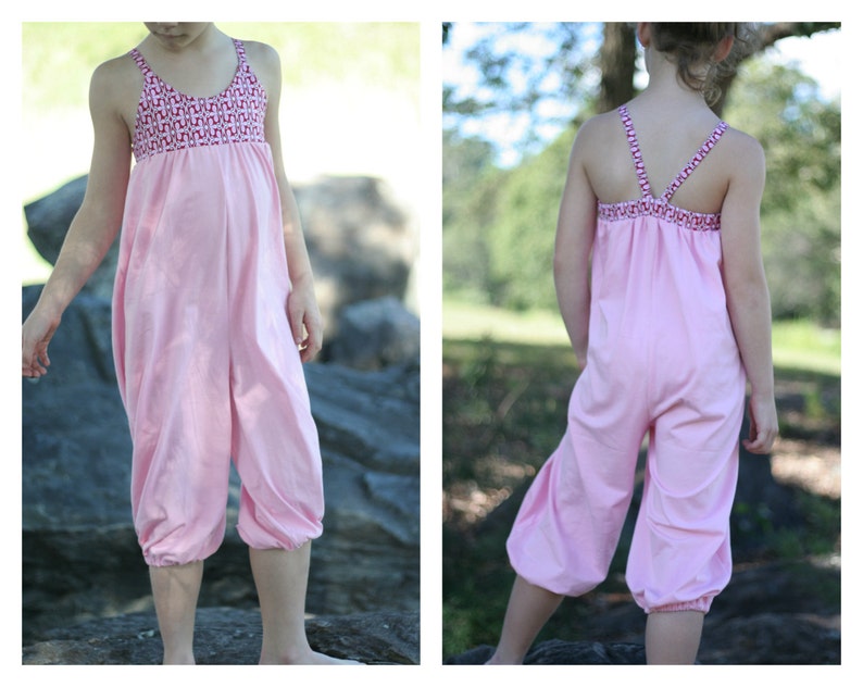 Hummingbird Pantsuit girls' romper PDF pattern image 2