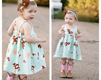 Baby Hummingbird Dress - girls' summer dress - NB to size 3 - PDF pattern