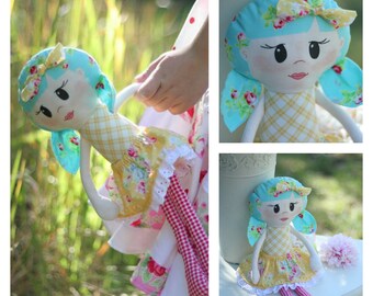 Scrappy Little Miss - fabric doll pattern - softie doll PDF pattern