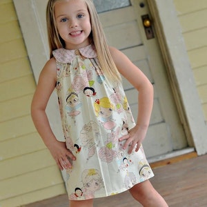 Sweet Pea Dress girls' A line dress with peter pan collar PDF pattern image 4
