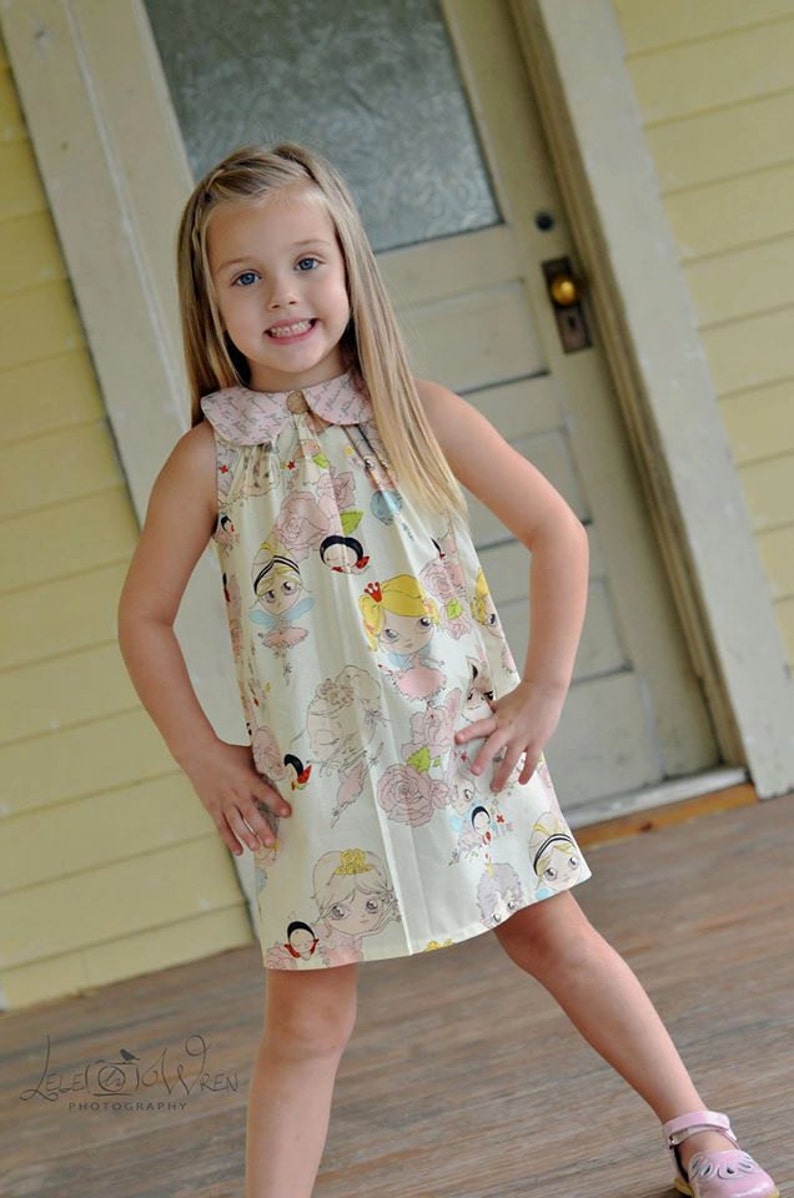 Sweet Pea Dress girls' A line dress with peter pan collar PDF pattern image 4