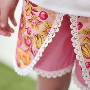 Summer Days Petal Shorts pattern - wrap shorts/skort - PDF pattern - child sizes 1 to 12 years