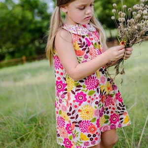 Sweet Pea Dress girls' A line dress with peter pan collar PDF pattern image 3