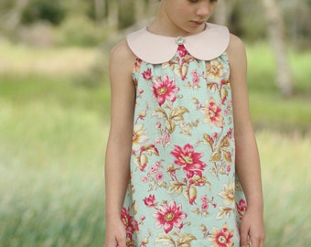 Sweet Pea Dress - girls' A line dress with peter pan collar - PDF pattern
