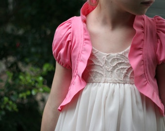 Lotus Blossom Shrug - girls' puffed sleeve cardigan - PDF pattern